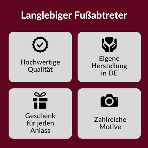 Crealuxe Fußmatte personalisiert - robuste, rutschfeste Fussmatte für Außen & Innen - waschbar - Fußabtreter Türmatte für aussen & an der Haustür - 60x40cm - Hund/Katze mit Foto und Namen (Holzoptik)