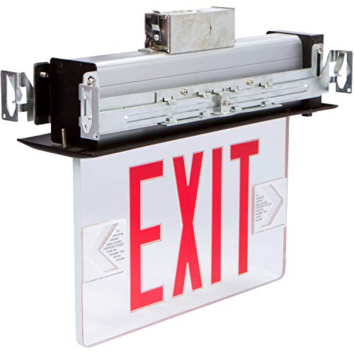 Image of Morris Products LED Exit Sign - Recessed Mount Edge - Red on Clear Panel, Black Housing - Compact, Low-Profile Design - Double Sided Legend - Energy Efficient, High Output - 1 Count