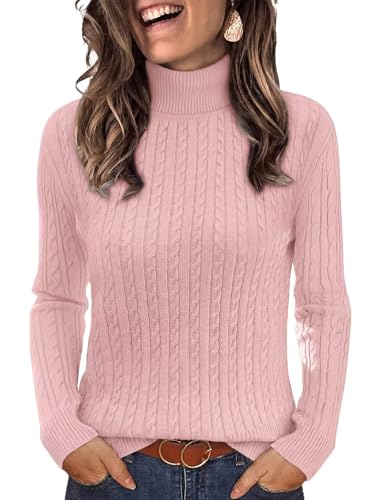 Image of ANFTFH Womens Turtleneck Sweater 2025 Ribbed Knit Top Pullover Sweaters