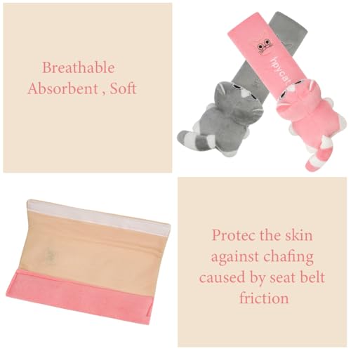 URAQT 2 Stück Gurtpolster Auto Kinder, Auto Gurtpolster Gurtschutz mit Katze Motiv, Schutzkissen und Samtbeutel Groß für mehr Komfort auf der Reise (Katze)