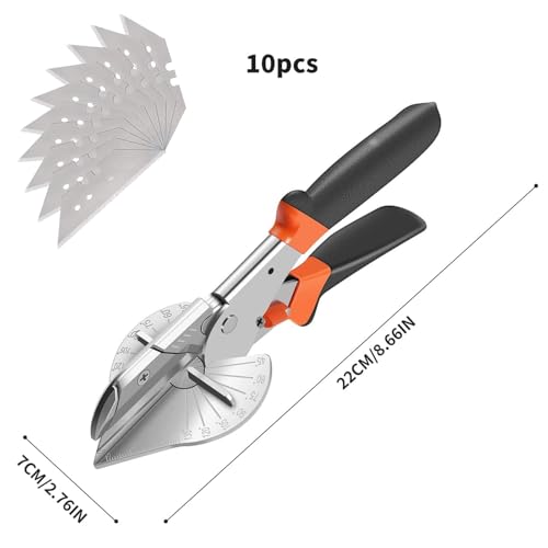 Wjelet Miter Shears, Venetian Blind Cutter, 45° to 135° Multi Angle Trim Cutter, Gasket Shear for Soft Wood, PVC, Plastic, Includes 10 Spare Blades - Image 2