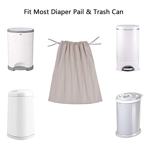 Image of Belsden 3 Pack Large Reusable Diaper Pail Liner, 28 inch x 30 inch Waterproof Washable Cloth Diaper Wet Dry Bags with Flexible Strings for Diapers, Laundry, Kitchen Garbage Cans, Black & Dark Grey & Apricot