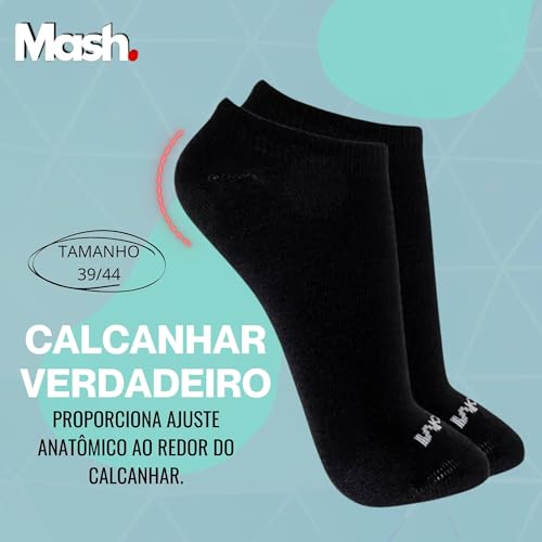 Kit 12 Pares Meias Sapatilha Invisível Mash Algodão ACT |12 Pretas | 39-44|