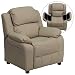 BOWERY HILL Kids Recliner in Beige with Storage Arms