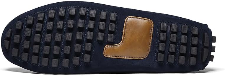 JIADELI Mens Loafers Shoe Suede Leather Moccasins Driving Loafers Boat Shoes Simple Resistant Flat Heel Comfortable Party Driving Slip On (Color : Blue, Size : 8.5)