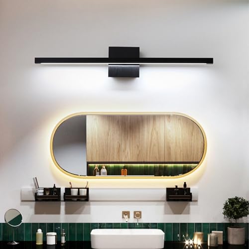 Aplique LED de espejo para baño en aluminio negro de 60cm con luz blanca