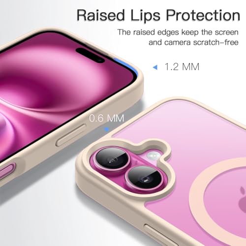 Image of VONZEE Magnetic Guard Case for iPhone 16 Plus | Compatible with MagSafe Translucent Matte Hard PC Back with TPU Bumper | Slim Anti-Scratch Shockproof Phone Cover (6.7 inch, Pink)