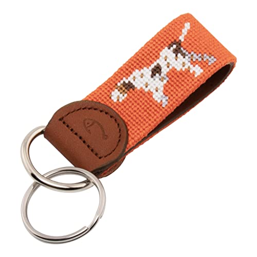 Image of Leather Hand-Stitched Needlepoint Key Fob or Key Chain
