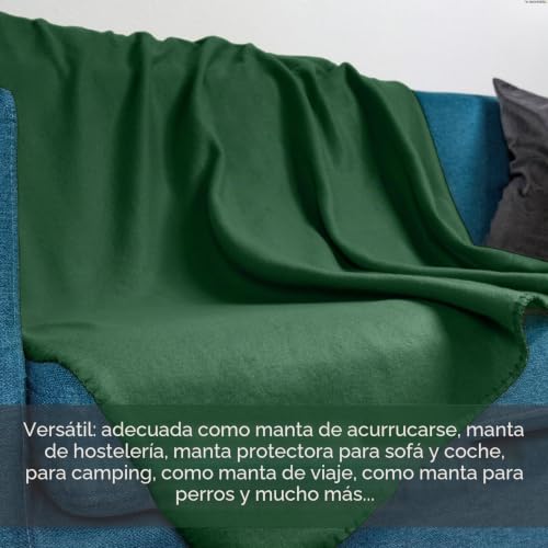 Miniatura 5 de Juego De 2 Mantas Polares, Oeko-Tex 130 X 160 Cm, Aprox. 400 G, Con Costuras Anti-Pelusa En El Borde, Verde Oscuro, Verde Oscuro