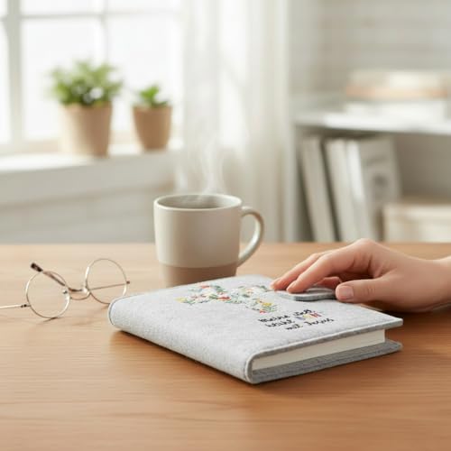 CULT at home Gotteslob Hülle Kommunion Geschenke für Mädchen Gebetbuchhülle Filz Grau – Erstkommunion Geschenke Jungen - 18,5 x 16 cm Stickerei Spruch „Meine Welt blüht bunt“ - Image 10