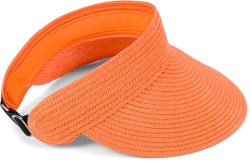 styleBREAKER Visera de Papel con Banda elástica y Cierre de Gancho, Sombrero de Sol Transpirable para Mujer, Visor monocromático, protección Solar Ligera y cómoda, Naranja