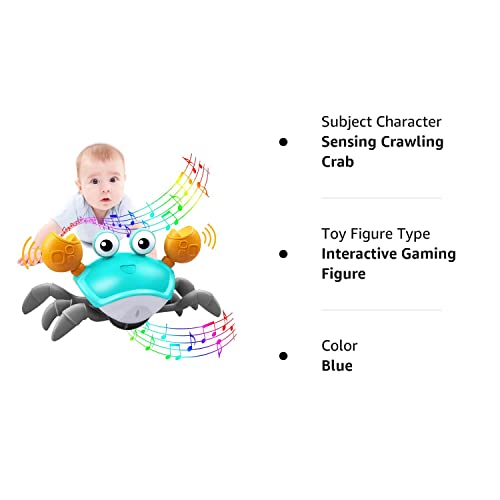 Plnmlls Crawling Crab Baby Toy，Tummy Time Baby Toys With Music And Led Light Will Automatically Avoid Obstacles, Build In Rechargeable Battery For Toddler Interactive Development Toy #TOP6