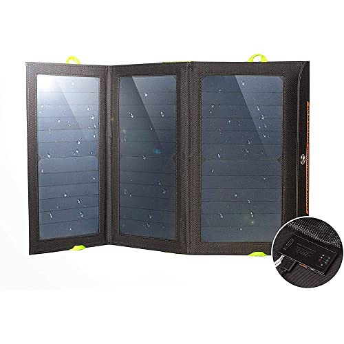 Ryno Tuff Solar Charger With Integrated Battery - Portable Solar Charger for Camping - 21W Foldable Solar Panel Charger 2 USB Ports - Waterproof & Durable Compatible With Most Devices