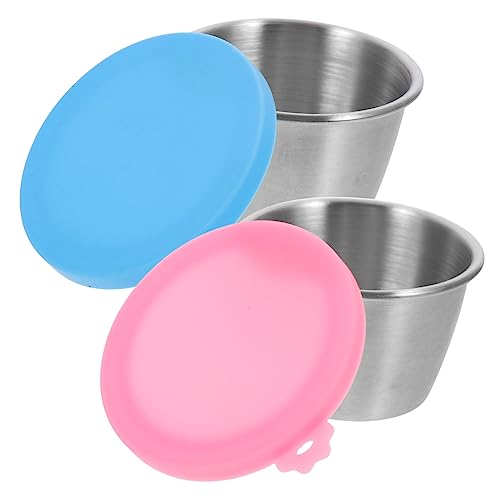 NAMOARLY 2 Piezas taza de salsa de acero inoxidable tazas de salsa tapas portátil cajas de almacenamiento de condimentos tazas de inmersión de salsa cajas de salsa pequeña salsa titular