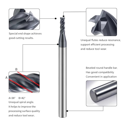 Image of Carbide Unequal Helix End Mills for Stainless Steel-4 Flute TiALSiN Coated.1 Pcs 1x50mm