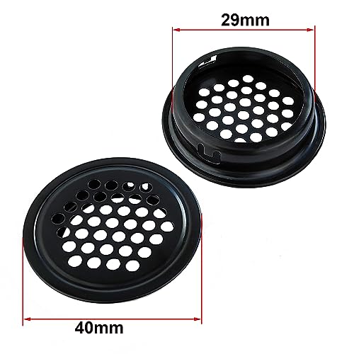 Qrity 10 PCS Stainless Steel Air Vent 29mm, Circular Mesh, Black Circular Ventilation Grille, Grating Cover - Image 2