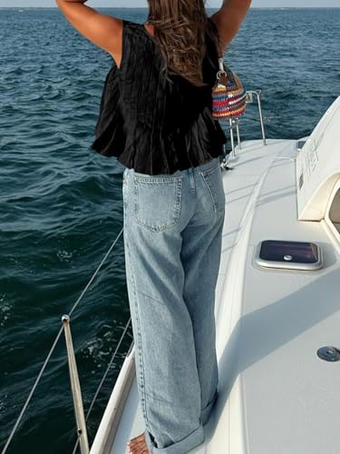 Cicy Bell Womens Bow Front Tie Tank Tops Pleated Babydoll Top Sleeveless Cute Coquette Shirt Summer Outfits2