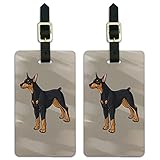 Doberman Pinscher Dog Pet Luggage ID Tags Suitcase Carry-On Cards - Set of 2
