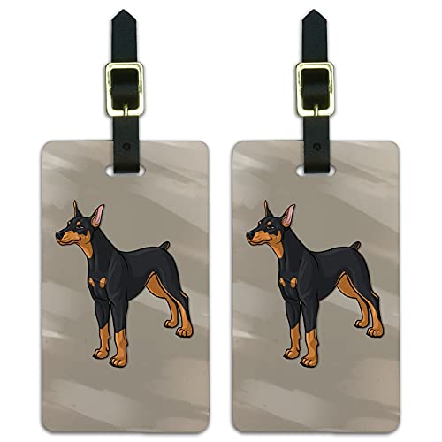 Doberman Pinscher Dog Pet Luggage ID Tags Suitcase Carry-On Cards - Set of 2