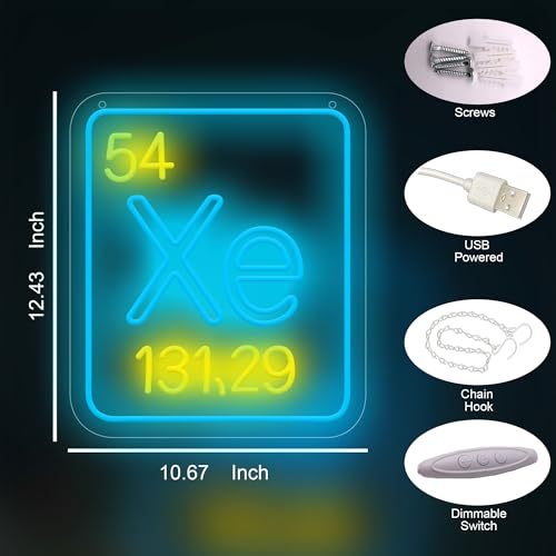 Image of Periodic Table of Elements Neon Sign LED Neon Lights for Wall Decor, Classroom, Science Room, Study Room, Chemistry Lab Decor, Educational Neon Light Sign for Birthday Holiday Decoration