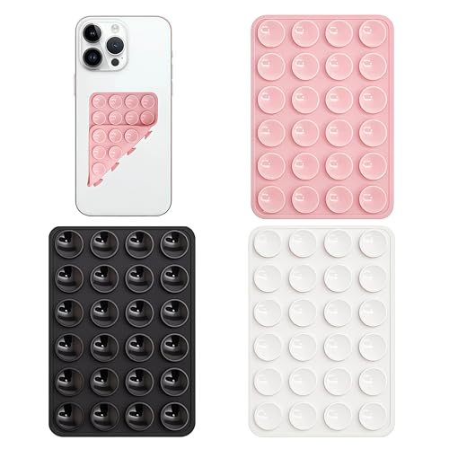 3Pack Silicone Suction Cup Phone Holder Double Sided 24 Suction Phone Case Mount Grips Anti Slip Multipurpose Universal Sticky Pad Hands-Free for TikTok Videos Mirror Walls Gym Selfies Glass Tile
