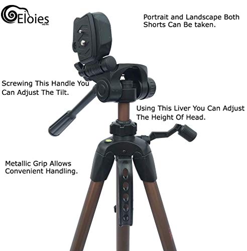 Image of Eloies Travel Series TL-51 Aluminum Tripod Stand for DSLR /Mobile Phone /SLR and Digital Camera | Combo Pack | 7 inch Table Tripod /Mobile Mount /Lapel Microphone 4Feet.