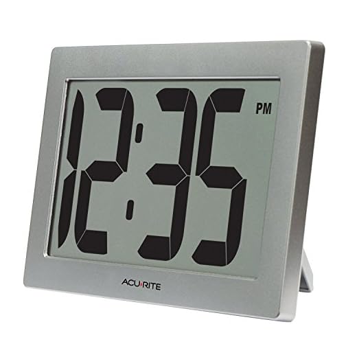 AcuRite 75102RM 9.5" Large Digital Clock with Intelli-Time Technology,Siliver,6-inch height x 9.5-inch width x 1.8-inch depth