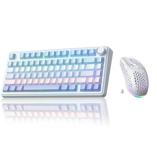 Image of SOLAKAKA A75 and SM600,Wireless Keyboard and Mouse Combo for Gaming,White