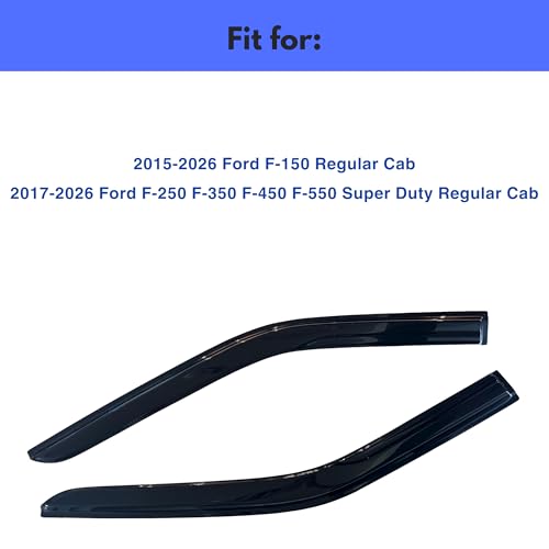 Image of IG Window Visors Fit for 2015-2026 Ford F150 Regular Cab, Out-Channel Rain Guards Vent Wind Deflectors 2PC, Truck Accessories for 2017-2026 Ford F250 F350 F450 F550 Super Duty (Single Cab Only)