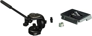 Manfrotto 128RC, Micro Fluid Video Head with Quick Release Camera Plate, Aluminium & 200PL, Quick Release Plate with 1/4 Inch Screw, Compatible with DSLR, Compact System Camera, Mirrorless