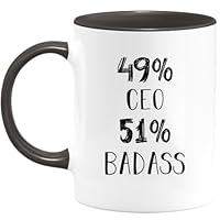 Café-Croissant - Coffee Mug 49% CEO 51% Badass - Humoristische Mok Voor Mannen En Vrouwen - Geschikt Voor Werk, Verjaardagen, Kerstmis, Pensioen