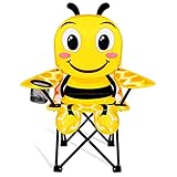 KABOER Kids Outdoor Folding Lawn and Camping Chair with Cup Holder and Carrying Bag, Children's Camping Chairs for Outdoor Beach Travel (Bee)
