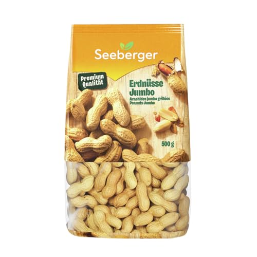 Seeberger Erdnüsse Jumbo Riesen: Große Erdnüsse in Schale - schonend geröstet - intensiver Geschmack mit zartem Butter-Aroma (1 x 500 g)
