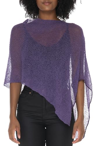 SHU-SHI Women’s Sheer Knit Poncho Shrug – Lightweight Summer Cover Up, Bolero, Pullover Sweater, One Size Fits Most
