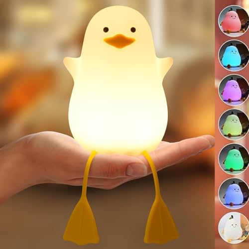 Image of One94Store Rechargeable Silicone Duck Night Lamp - Touch-Control LED Light with Color-Changing Feature, Multicolor Nightlight for Kids' Bedroom Decor, Perfect Baby Gift