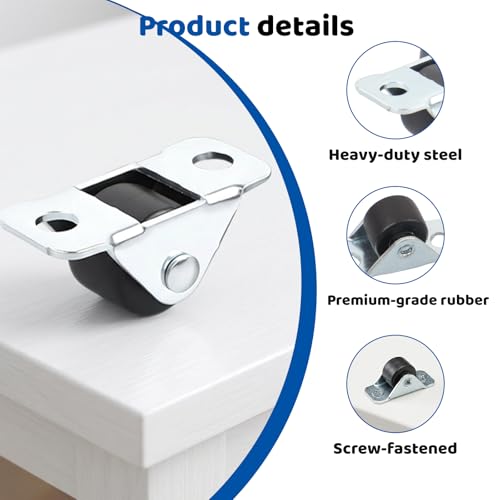 MINGBOLIN Ruedas Pequeñas para Muebles,20 Piezas Ruedas para Muebles 12mm ruedas para muebles pesados Ruedas para Electrodomésticos Ruedas Silenciosas Muebles Ruedas de Goma,40 Tornillo - imagen 3