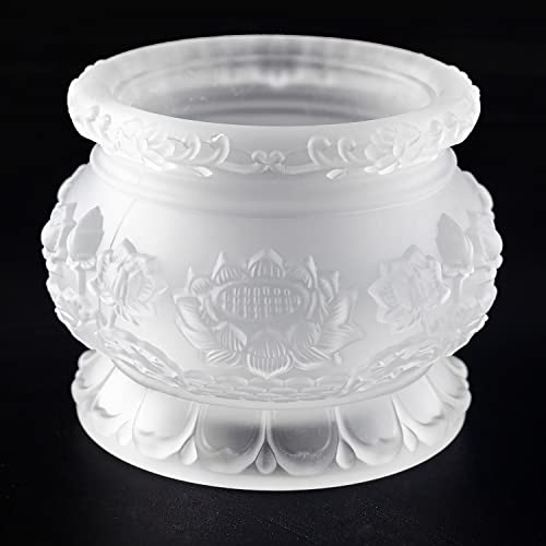 Qinlang Small White Glass Buddha Incense Burner Bowl, Buddhist Suppliers, 4.3 Inches #TOP1