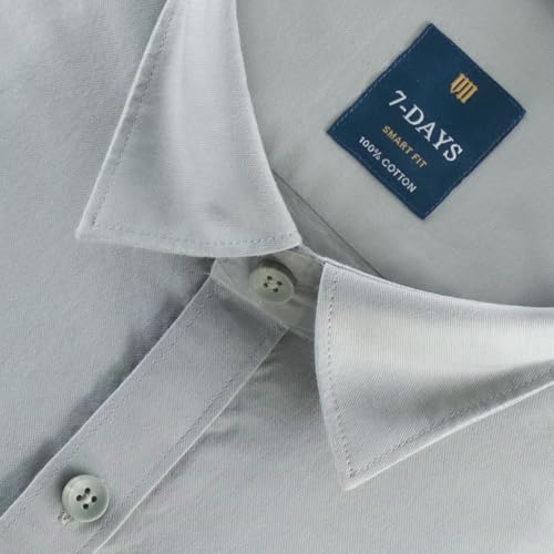 Image of 7-DAYS Men's 100% Cotton Full Sleeve Shirt for Men | Premium Plain Shirt | Tailored Fit (Between Slim & Regular) | Stylish Office & Casual Wear | with Pocket