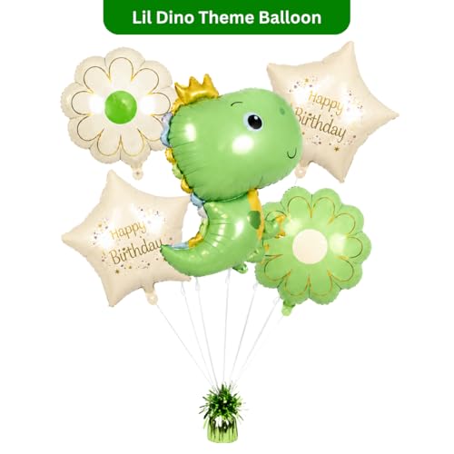 Image of Wanna Party Giant Baby Dinosaur Balloons Set - Pack of 5 | Dino Balloons for Dinosaur Party Decorations | Dinosaur Birthday Balloons for Dinosaur Birthday Decorations