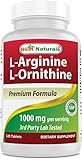 Best Naturals L-Arginine L-Ornithine - 1000mg per Serving - 120 Tablets - Non-GMO & Gluten Free