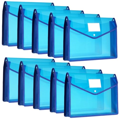 Pochette A4 étanche transparente lot de 10 chemises bleues à pression anti-déchirure