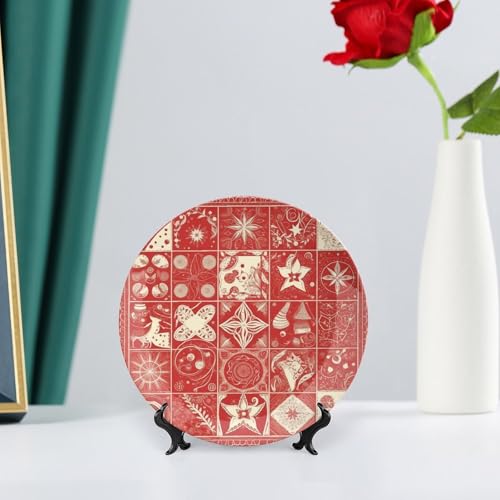 Plato decorativo de cerámica impreso para pasillo y mesa auxiliar con soporte 7