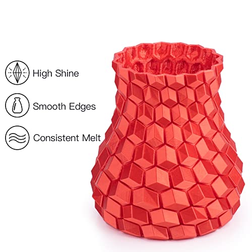 Image of INLAND Micro Center Red Silk PLA 3D Printer Filament 1.75mm - Red Shiny, Dimensional Accuracy + /- 0.03 mm - 1 kg Cardboard Spool (2.2 lbs), Clog Free Colorful Filaments