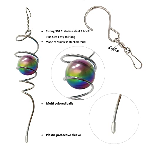 Image of Aoedelyart Multi Color Wind Spinner Tail Gazing Ball Spiral Decorative Wind Spinners Sun Catcher Visual Illusion Wind Spinner Stabilizer Indoor Outdoor Garden Decoration,Garden Gift-13in Height