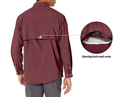 Little Donkey Andy Men's Upf 50+ Uv Protection Shirt, Long Sleeve Fishing Shirt, Breathable And Fast Dry Dark Red Xs #TOP1