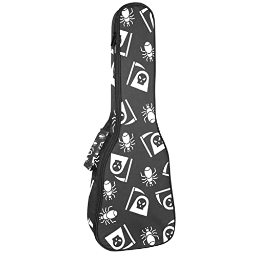 Housse ukulélé ténor étanche sac à dos rembourré noir et blanc motif Ange de la mort