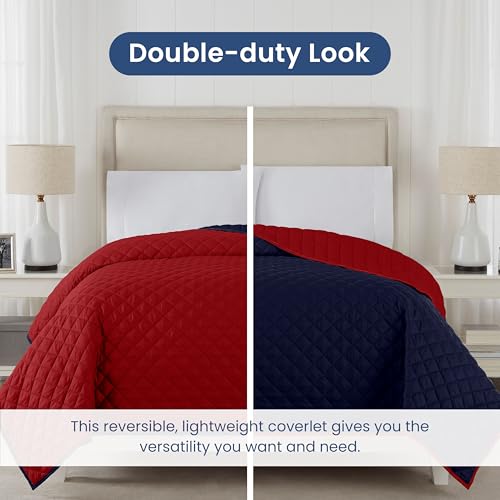 Martex Reversible Coverlet, King, Red/Navy by Martex - Image 2