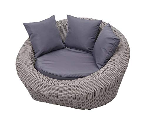 Mendler 4-1-1 Poly Rattan Garnitur HWC-F88, Lounge-Set Sofa, halbrundes Rattan Alu-Gestell oval - grau, Kissen… – Bild 6