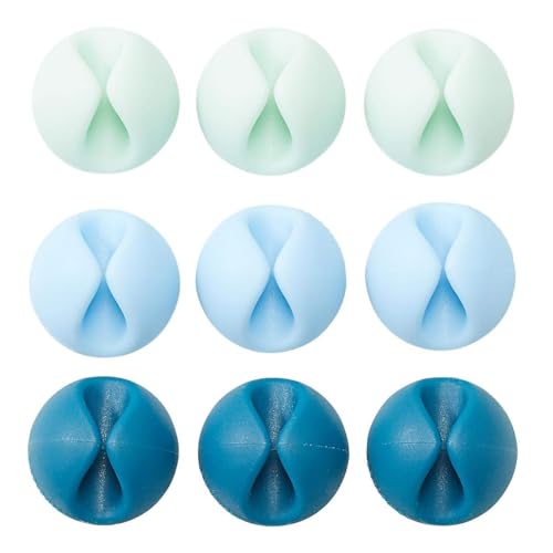 CableDrop Mini Bluelounge para organizar el escritorio de teletrabajo, 9 clips azules 3