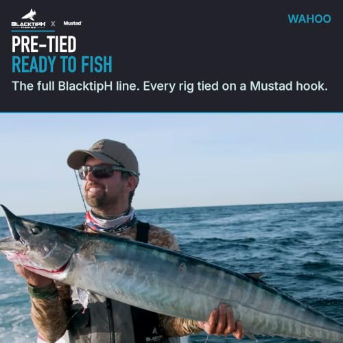 BlacktipH x Mustad Live Bait Wire Rig, 42in #8 Hilo Simple, Anzuelo UltraPoint Circle Mustad 39951 8/0, Giratorios de Acero Inoxidable 80lb, Trolling Lento y Deriva en Agua Salada miniatura 3
